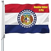 REIDFERR Missouri Flag 3x5 Outdoor Double Sided - Heavy Duty Polyester Missouri MO State Flags Long Lasting with 2 Brass Grommets 3 X 5 Ft
