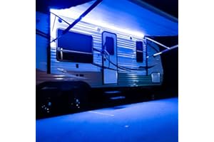 QVEVDACAR RV Underglow Led Light Kit, 16.4FT RV Awning LED Strip Lights Exterior, 12V Waterproof RV LED Strip Outdoor Lights for RV Camper Motorhome Travel Trailer Canopy, Blue