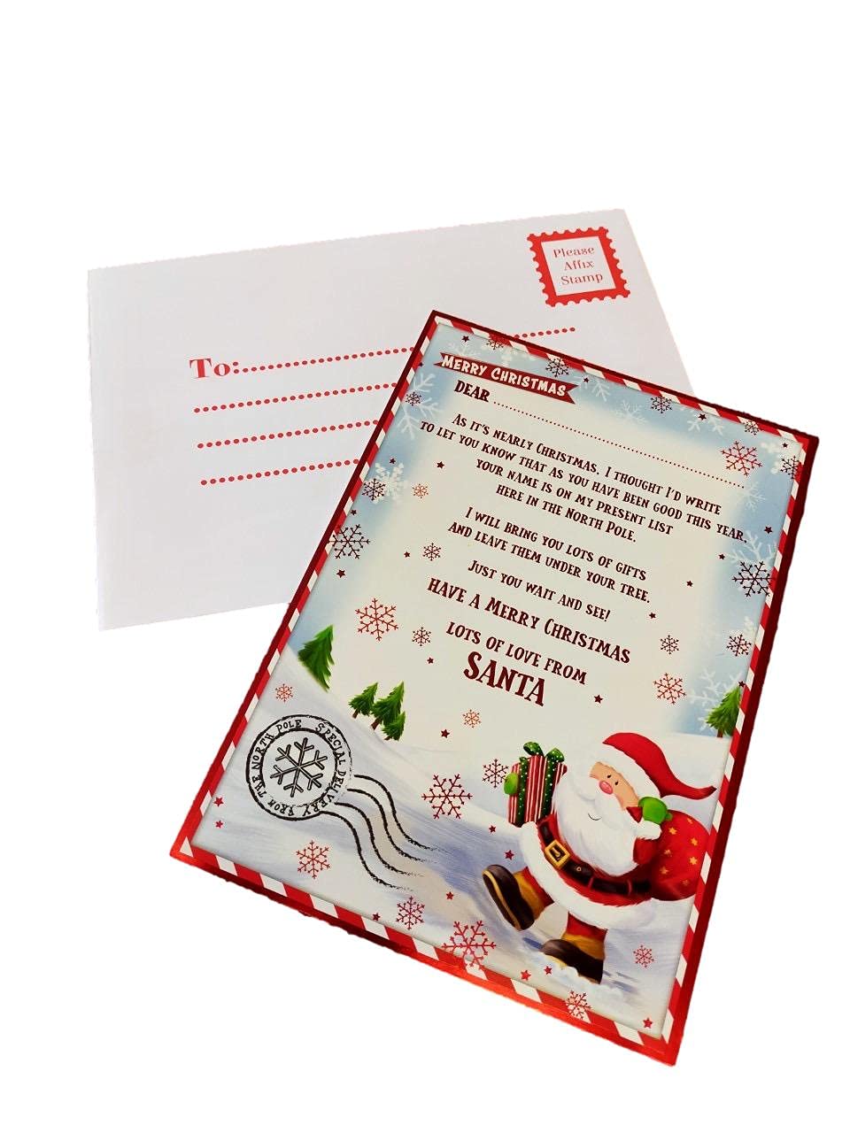 bgc Christmas Festive Fun Letter From Santa With Envelope North Pole Special Delivery (Pack of 3)