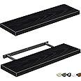 QEEIG Bathroom Shelves 24 inches Long Wall Shelf 24 x 9 inch Set of 2, Black (008-60B)