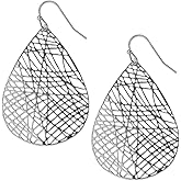 Boho Dangle Earrings for Women - Gold, Rose, or Silver Tone Lightweight Geometric Filigree Dangly Earrings