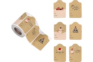300pcs Christmas Tags Self-Adhesive, 2x3inch Christmas Name Tags Stickers Roll Label for Envelopes Boxes Cards Xmas Decoratio