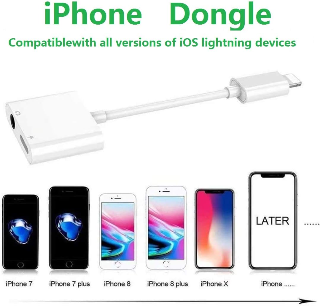 2Pack Lightning to 3.5mm Headphones Jack Adapter for iPhone,[Apple MFi Certified] 2 in 1 Charger + Aux Audio Splitter Dongle Adapter for iPhone 7/7Plus/8/8Plus/11/X/XR/XS Support All iOS System: Electronics