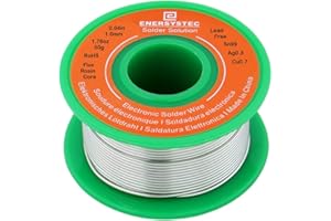 E ENERSYSTEC Solder Wire Lead Free Rosin Core Flux 1.0mm Electronics Soldering Diameter 0.04in No Lead 1.76oz 50g Sn99 Ag0.3 Cu0.7 Flow RoHS Electrical Solder Wire Electric Repair Unlead