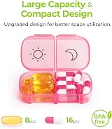 AUVON Pill Organiser XL 7 Day 2 Times a Day One-Side Large Opening Black view 3