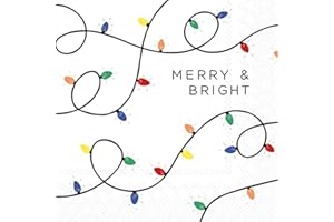 IHR Ideal Home Range Cocktail Napkins Disposable 3-Ply Paper Party Napkin Pack, 5" x 5", Merry & Bright Lights, 20-Count