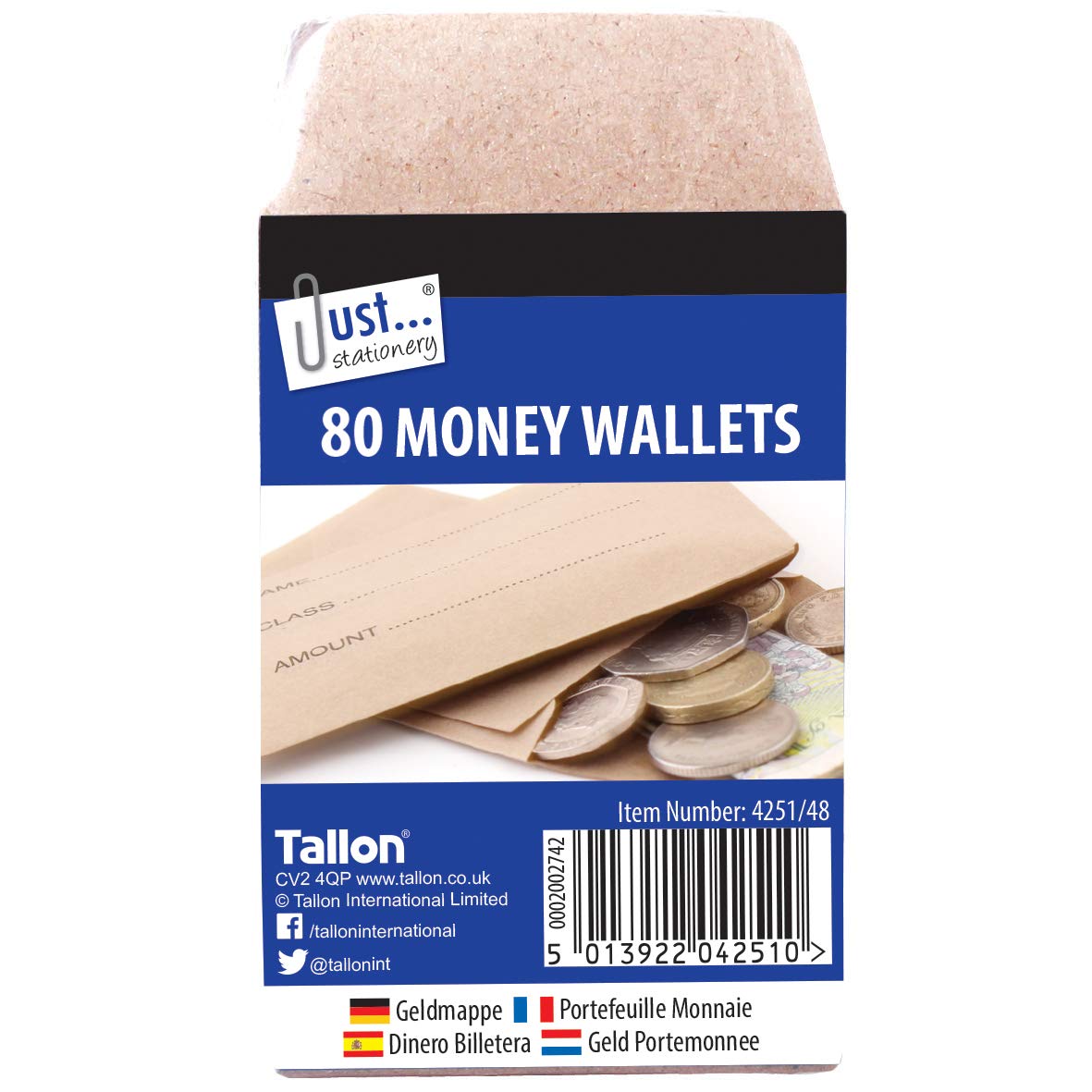 Just Stationery 70x105mm Money Envelope ( 80 Wallets)