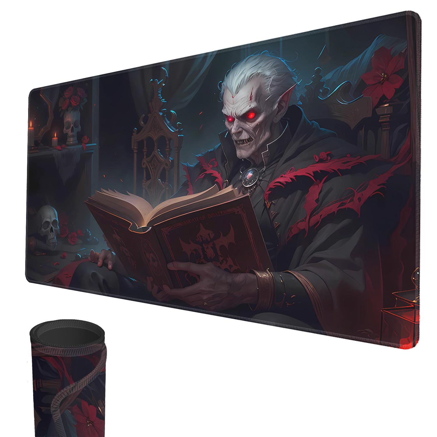 MTG Playmat, 24" x 14" TCG Game Play Mat Stitched Edges Trading Card Game Playmats with Storage Bag Smooth Rubber Surface Battle Game Mat (Vampire) — image 1