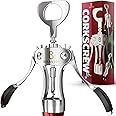 Premium Wine Opener, Wing Corkscrew - Made w/Heavy Duty Stainless Steel Screw & Zinc Alloy Body - Perfect Corkscrew to Open W