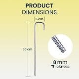 Green Haven Heavy Duty Tent Pegs 10 Pack 8mm x 12in Zinc Galvanised J-Pin view 3