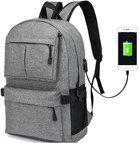 Business Slim Laptop Backpack, ORSIEC College Casual Travel Stylish Bag, Classic Water Resistant Work School Bagpack with USB Charging Port for Men Women Fits 15 & 15.6 Inch Laptop & Computer (Gray)