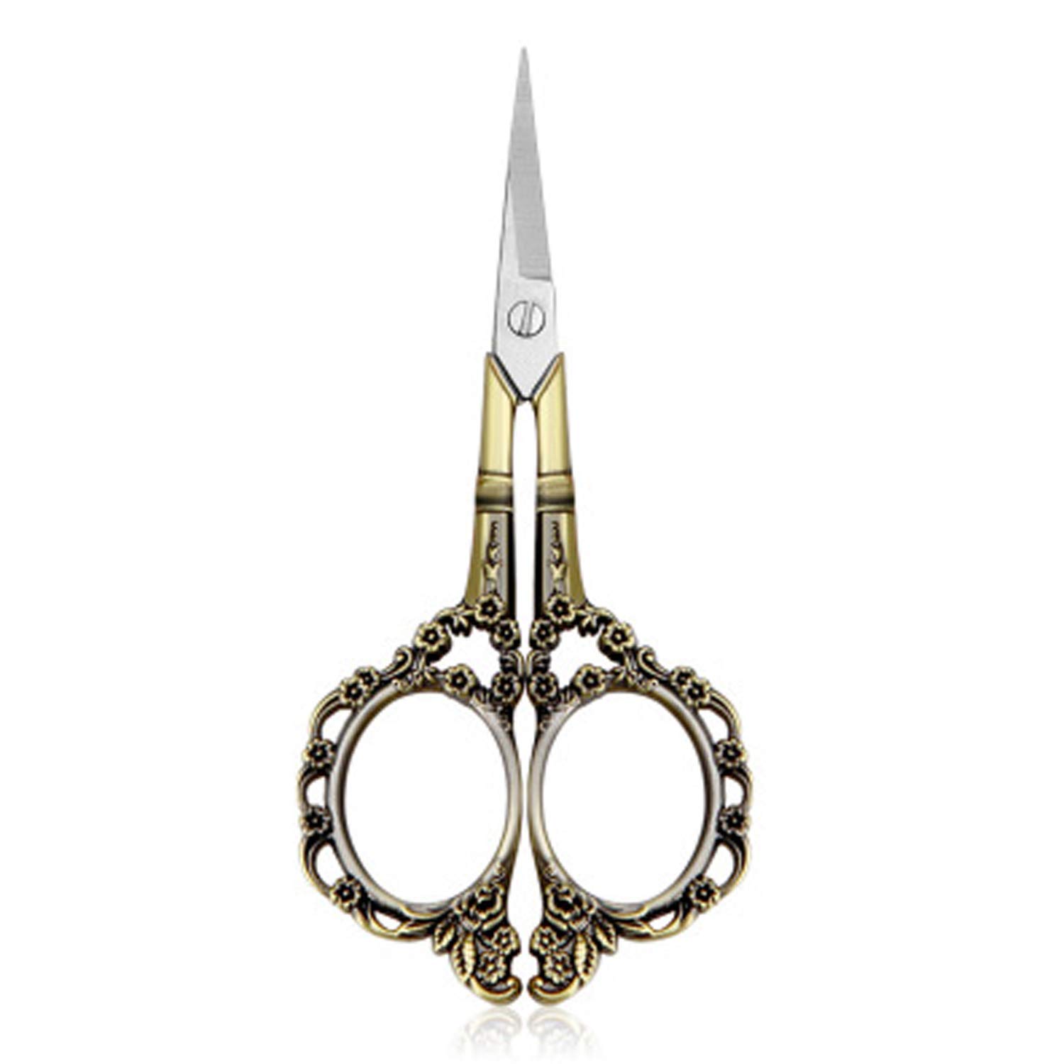 Professional Manicure Scissors, EBANKU Vintage Stainless Steel Cuticle Precision Beauty Grooming for Nail, Facial Hair, Eyebrow, Eyelash, Nose Hair (Gold): Beauty
