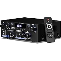 Amplifier Home Audio Stereo 1000W, Bluetooth 5.3 Amplifier for Two 70W x2 Speakers of About 10 Inches, SD Card/USB/FM/MIC, 2.