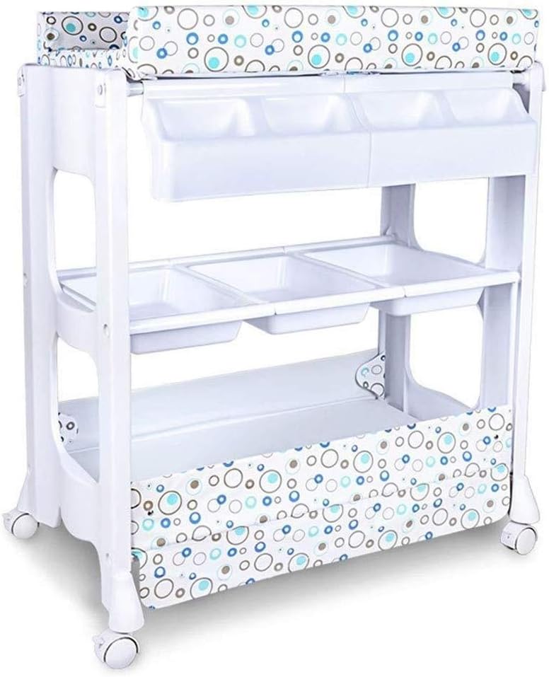 Diaper Table with Wheels Movable Large Storage Space Foldable Multipurpose Portable Changing Organizer for Traveling Shopping Relaxed (Size:82x53x103cm) (Color : A)