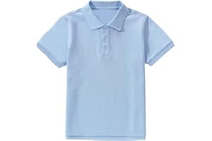 Boys Short Sleeve Pique Polo Shirt School Uniform Shirts for Kids Golf Polo Sports Athletic Performance Summer Tops
