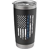 Thin Blue Line Flag For Police Sergeant Stainless Steel Insulated Tumbler