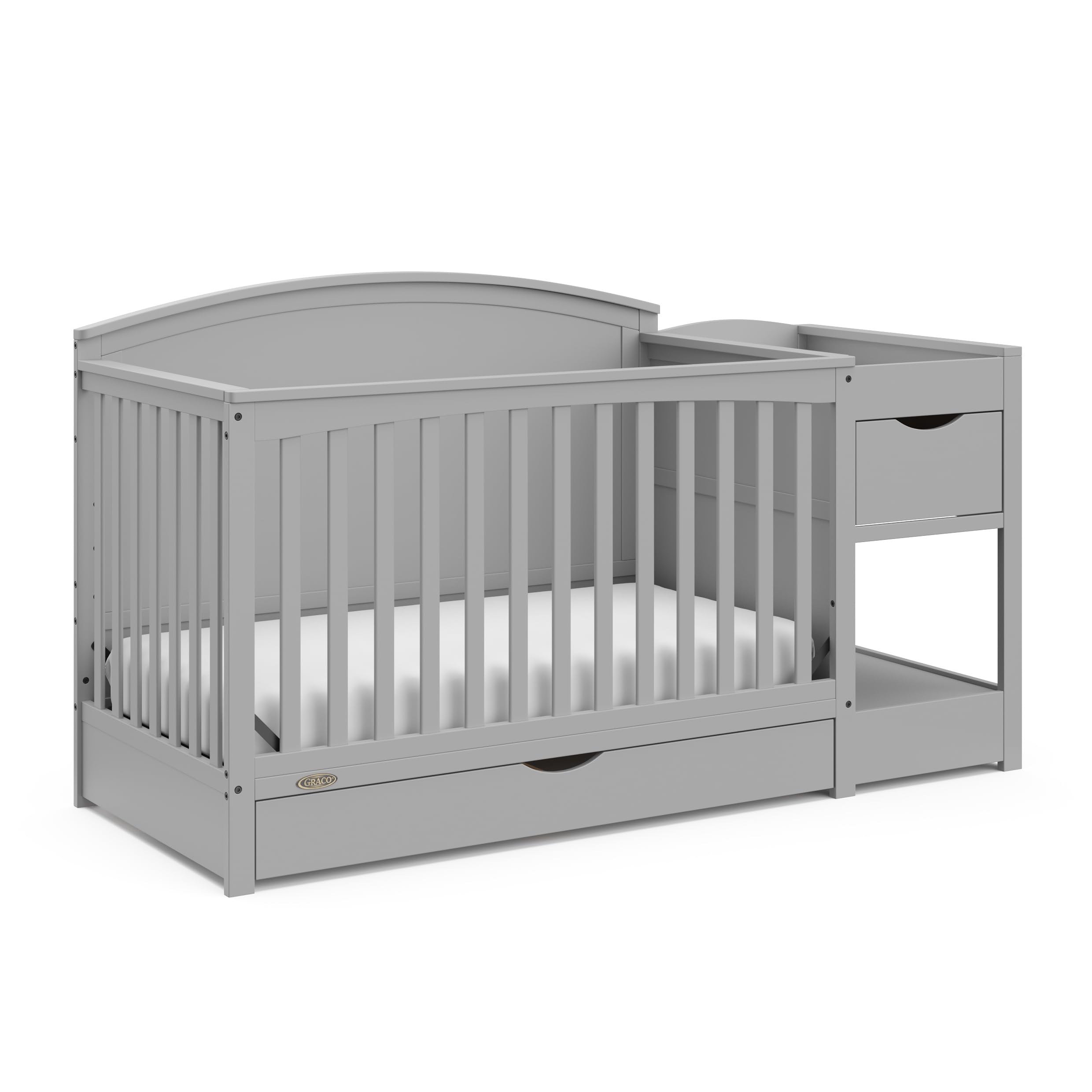 Photo 1 of Graco Bellwood 5-in-1 Convertible Crib & Changer with Drawer (Pebble Gray) - GREENGUARD Gold Certified, Full-Size Storage Drawer, Converts to Toddler Bed