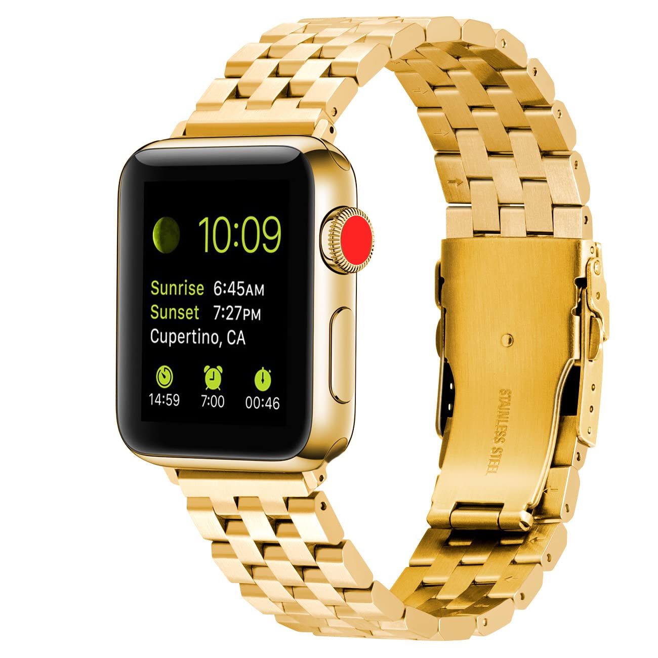 Kai Tian Metal Watch Strap Compatible for Apple Watch 44mm 45mm 49mm Watch Bands for iWatch Series 10 9 8 7 6 5 4 3 2 1 SE Ultra Men Women Gold