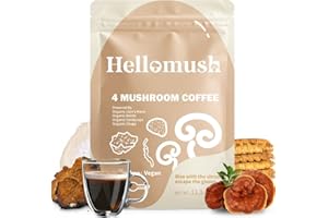 Hellomush Organic Instant Mushroom Coffee - Adaptogen Drink with Lion's Mane, Chaga, Reishi and Cordyceps, Alternative Substi
