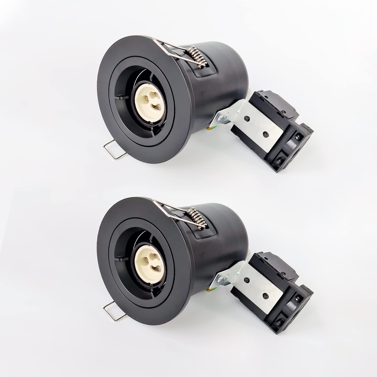 2XSweier 90 min Black Fire Rated LED Downlight, IP20 GU10 LED Recessed Ceiling Light, Fire Rated Spotlight (Bulb Not Included), Spotlight Set of 2