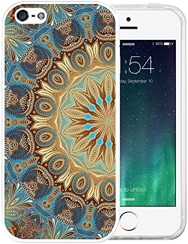 iPhone SE Case, LAACO Beautiful Clear TPU Case Rubber Silicone Skin Cover for iPhone 5/5S/SE - Indian Henna Mandala