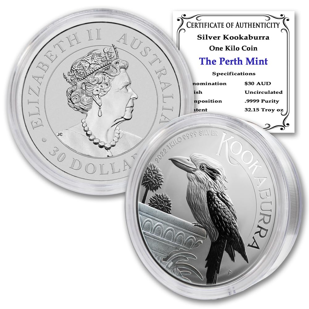 2022 P 1 Kilo Australian Silver Kookaburra Coin Brilliant Uncirculated (in Capsule) with Certificate of Authenticity $30 Seller BU