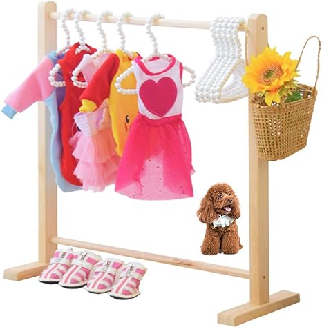 Amazon Umoraペット服収納 ハンガーラック ペット用クローゼット 木製 犬 猫 シンプル 衣類整理 1段式 ハンガーラック オンライン通販