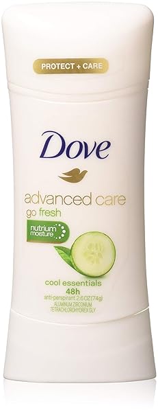 DOVE DEODORANT 2.6 OUNCE ADV CARE ANTI-PERSPIRANT COOL ESSENTIALS STICK, FRESH CUCUMBER, 2 PACK