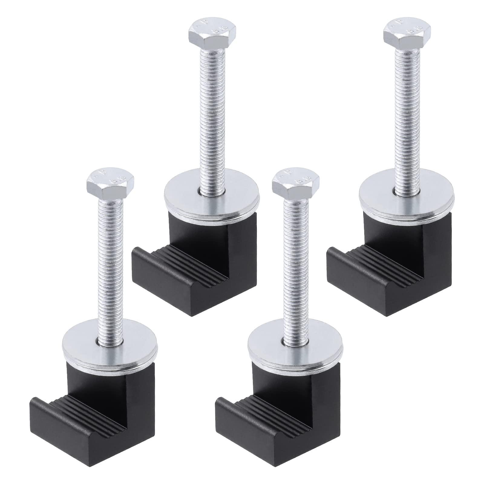 Keadic 12Pcs Aluminum Truck Tool Box Mounting Kit, Heavy Duty No Drill Tie Downs J Hook Crossover with Screws and Washers, Easy Mount Universal Fits Toolbox Pickup Trucks (Black)