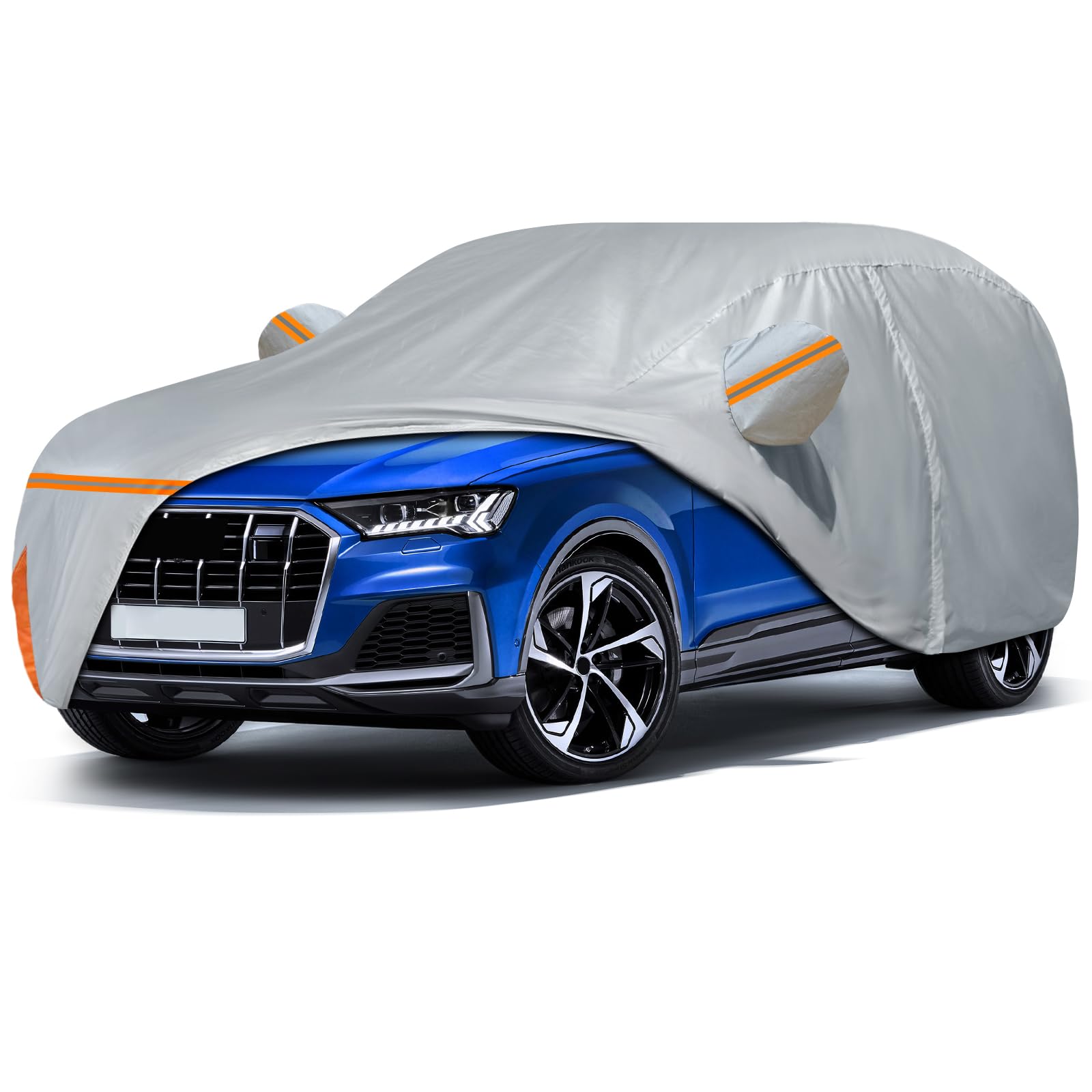 Photo 1 of Car Cover Waterproof for 2006-2025 Audi Q7/SQ7, Outdoor Sun Rain UV Dust Snow All Weather Protection Custom-fit Full Q7 Car Cover with Door Zipper & Cotton Lining-Gray