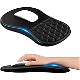 EooCoo Ergonomic Mouse Pad with Wrist Rest Support, Large Mousepad, Memory Foam and Non-Slip PU Base, Massage Design for Pain