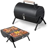 Portable Charcoal Grill for Outdoor Barbecue, Tabletop Small Charcoal Grill for 1-3 People Black