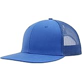 Flat Bill Snapback Mesh Hats | Fits OSFM & XXL Big Head | Blank Solid Color Adjustable Trucker Hat for Men