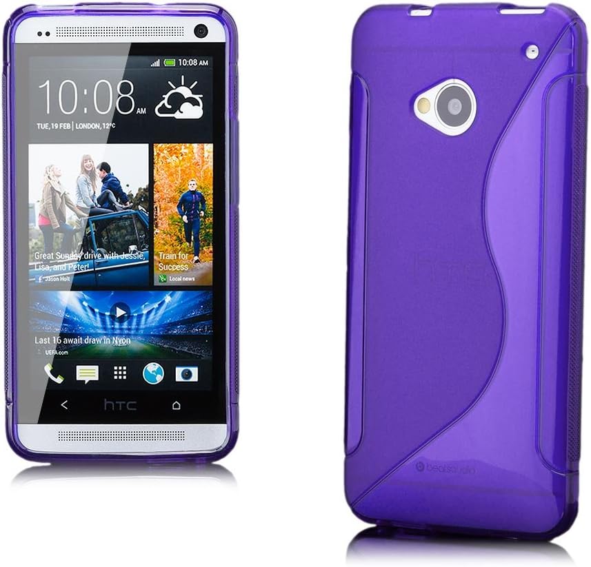 iCues | Compatible with HTC One M7 | S-Line TPU Rubber Gel Soft Silicone Case Blue |[Screen Protector Included] Cover Shell Shookproof