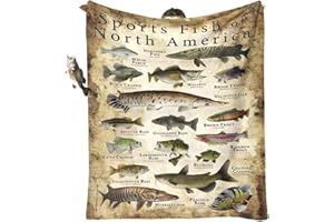 CSJJKLUT Fishing Enthusiast's Blanket - Sports Fish of North America Knowledge Gift for Boys, Dad, Grandpa - Unique Fisherman Bass Fishing Present (59in x 78.7in)