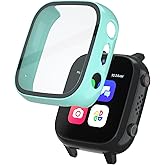 SimpleThings Screen Protector Compatible with Cosmo JrTrack 3 and 4 Kids Smart Watch, 1Pack Hard PC Case with HD Clear Tempered Glass Screen Protector for Kids Boys Girls (Teal)