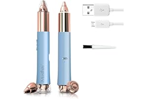iMusthav 2 in 1 Flawless Eyebrow and Facial Hair Remover for Women Painless Electric Razor Epilator Trimmer Shaver with 18K Gold-Plated, USB Rechargeable, 360° LED for Eyebrow and Face Hair Removal