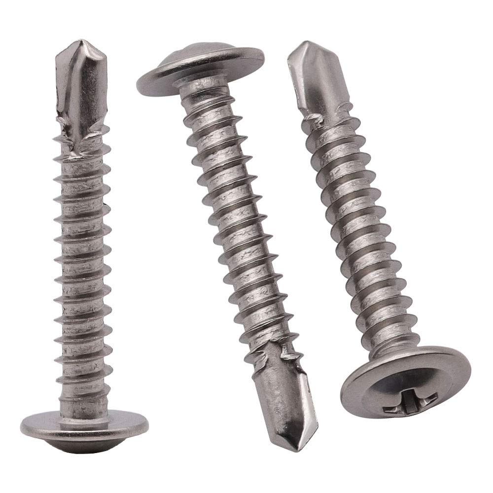 Photo 1 of #10 x 2 (50 Pack) Wafer Head Self Drilling Screws, 410 Stainless Steel Phillips Modified Truss Head Self Tapping Screws for Sheet Metal, No Pre-drilled Needs