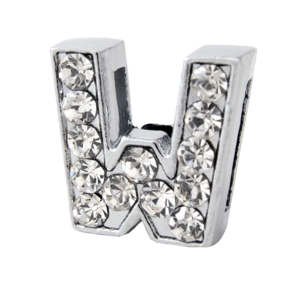 12x Alphabet Slide Charm, Letter "W" 8mm