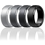 Egnaro Men's Silicone Wedding Rings: Classic Black