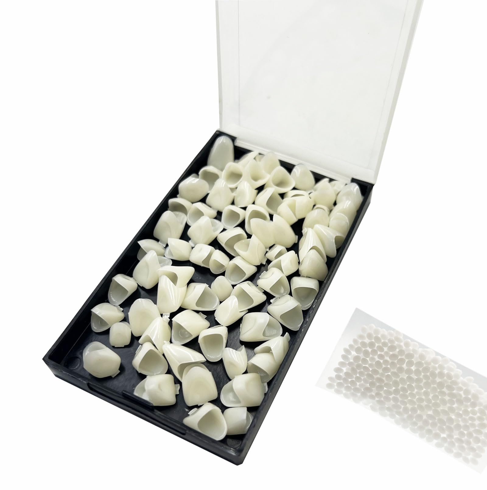 Photo 1 of 1 Box False Teeth Crown Repair Kit Dental Anterior Veneers Fake Tooth Cap Crown with Thermal Beads for Fixing or DIY