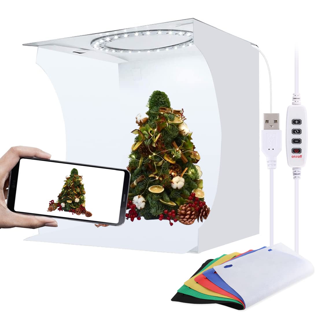 PULUZ Photo Box photography 30CM Portable Ring Light Box for Photography Product with 128pcs Display Lamp Beads and 6 Colors Backdrops