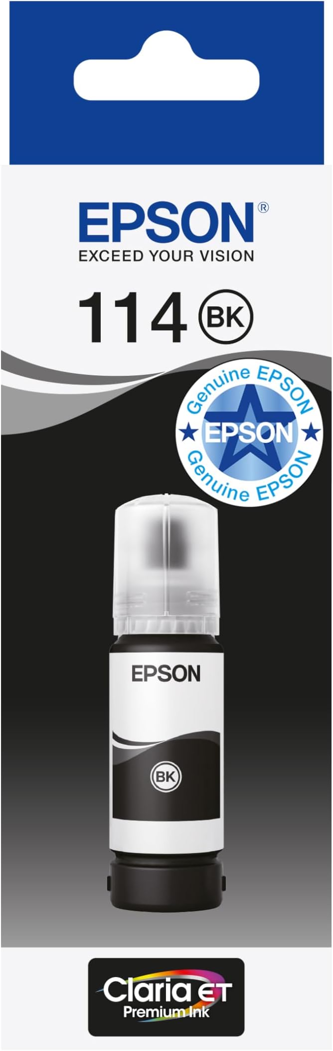 Epson EcoTank 114 Pigment Black Ink Bottle Genuine 70ml for ET-8550 ET-8500