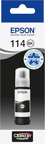 Epson EcoTank 114 Pigment Black Ink Bottle Genuine 70ml for ET-8550 ET-8500