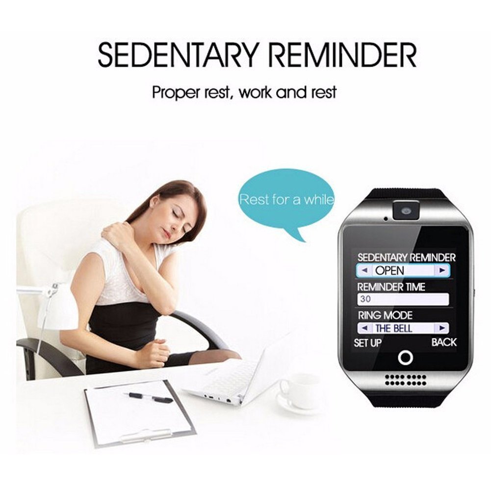 SinoPro Q18 Smart Watch, Sports Fitness Tracker Bluetooth Wrist Watch with SIM Card and TF Card Slot Camera Message Notification Sleep Monitor for iPhone Samsung and other Android Smartphone (Silver)