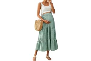 BLENCOT Womens Crochet Lace Skirts High Waisted A-Line Tiered Long Flowy Boho Maxi Skirt for Beach Vacation Fashion