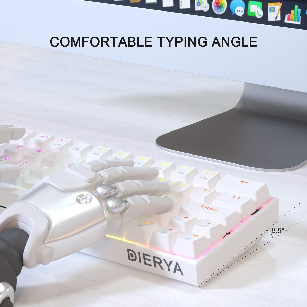 Dierya DIERYA 60% Mechanical Gaming Keyboard True RGB Backlit Bluetooth 5.1 ...