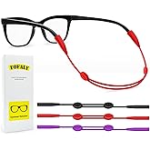 FOFALY Glasses Strap 3Pcs, No Tail Adjustable Sunglasses Strap For Sports, Eyeglasses Holder Around Neck, Eyewear String Lanyard Retainer, Glasses Chain For Men, Women (Black, Red, Purple, 13.5 in)