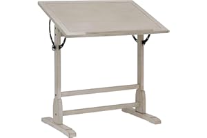 Studio Designs Vintage Drawing/Drafting Table with Pencil Ledge - 36" W x 24" D - Coastal Whitewash - Adjustable Tilting Top
