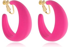 NOVEARRING Clip on Hoop Earrings for Women Detachable Clip-on Earrings 80s 90s Accessories Outfit Retro Neon Party Halloween Costumes Jewelry